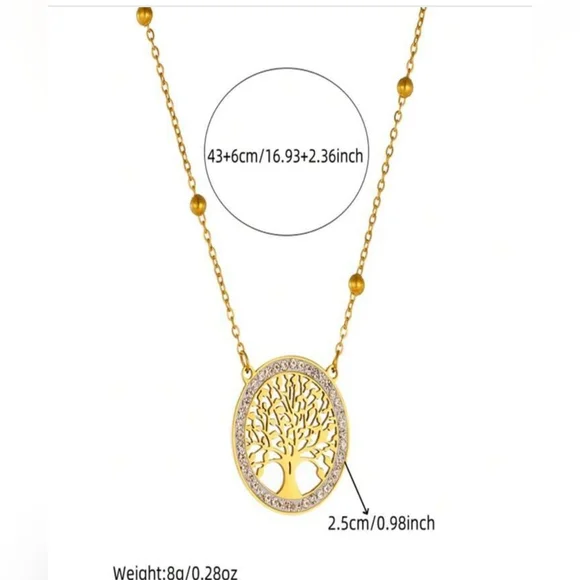 Elegant Tree of Life Necklace and Earrings Set Gold Plated Jewelry - Picture 5 of 5